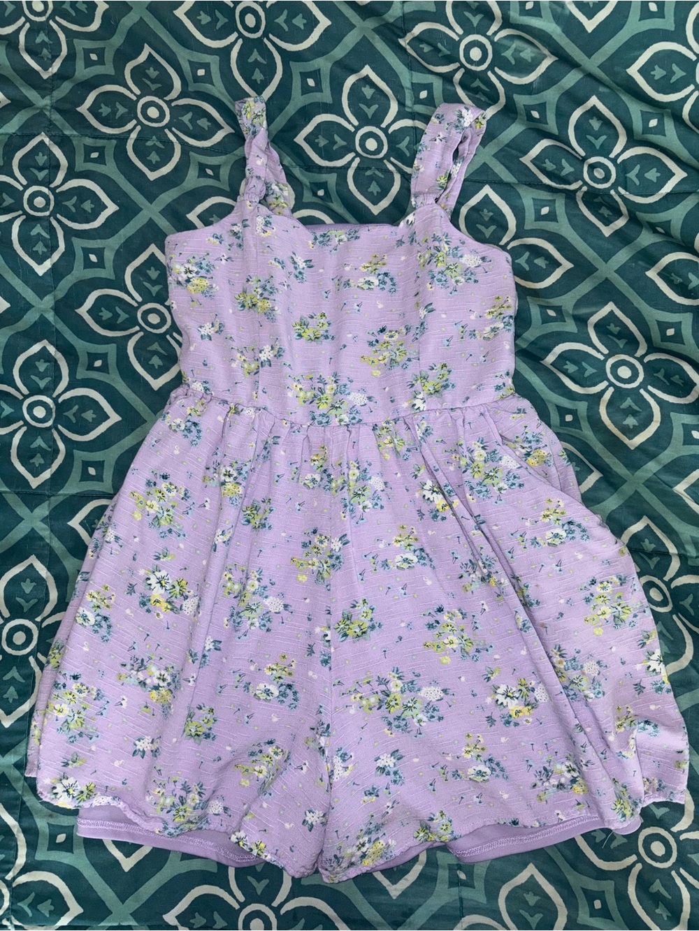 Art Class Lavender Floral Girls Romper